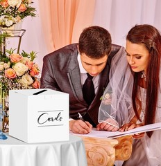 Elegant Black Card Box Holder for Weddings & Showers – 7.8″ x 7.8″ x 7.8″