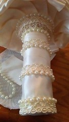 BEAUTIFUL HANDMADE WEDDING BOUQUET-IVORY/TAUPE/PEARLS/LACE
