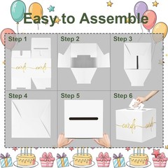 White Card Box with Gold Foil Design, Paperboard 8.7″ Card Box for Birthday W…