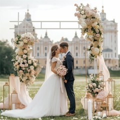 Large Wedding Arch Stand Ceremony Frame Garden Trellis for Indoor Outdoor 7.87ft