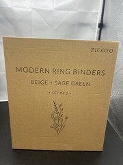 ZICOTO Wedding Modern Ring Binders Beige & Sage Green