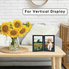 8×10 Picture Frames Double Black Photo Frame Folding Vertical Stand Display S…
