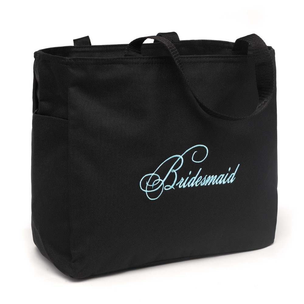 TWO Embroidered Bridal Party Tote Bags – Bridesmaid, 12″ tall x 14″ wide