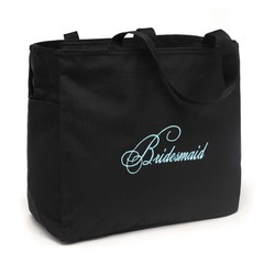 TWO Embroidered Bridal Party Tote Bags – Bridesmaid, 12″ tall x 14″ wide