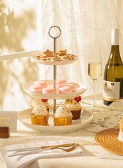 Sweese Porcelain 3-Tier Cupcake Stand – Elegant White Porcelain Cake Stand New