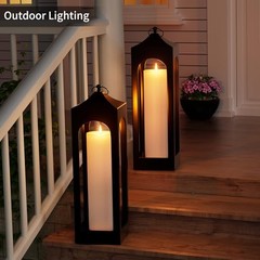 14″ x 4″ Large Outdoor Candle with Timer Waterproof Flickering 14in-1Pack White