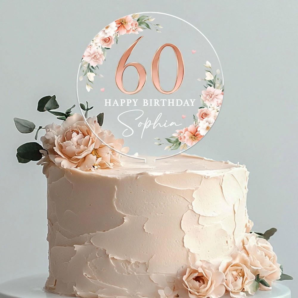 Personalized Happy Birthday Cake Topper – Acrylic Custom Name Topper for Any Age