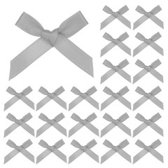 100-Pack Mini Craft Ribbon Bow,1×1.6 Inch for Craft DIY[Light Grey]