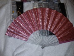 2pk Womens Foldable Plastic/Polyester Hand Fan Party Favors Glittery…