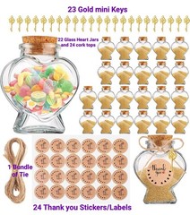 Mimorou 22 Set Honeymoon Sand Keepsake Jars 2.7 oz Heart Glass Jars