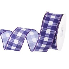 Plaid Check Ribbon, 1.5 Inch x 10 Yards Gingham Ribbon, Dark Blue