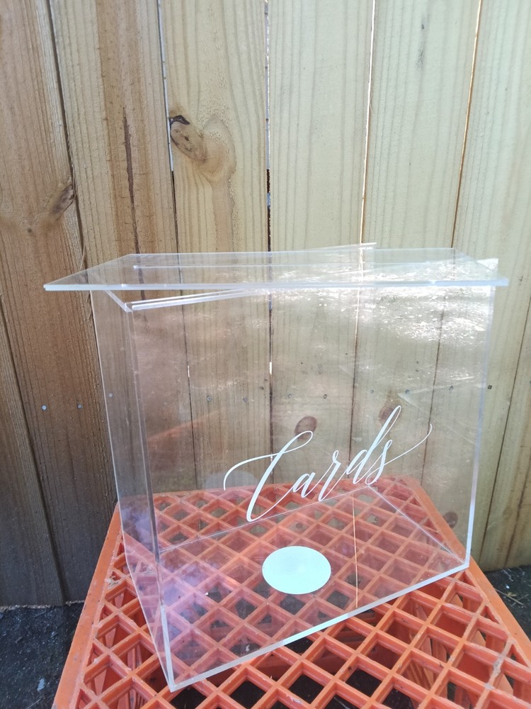 Clear Acrylic Wedding Card Box with Lid, Rectangular Solid Plastic