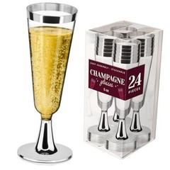 24 Plastic Champagne Flute, 5 Oz -BPA Free- Disposable Wine Glass, 24 Pack