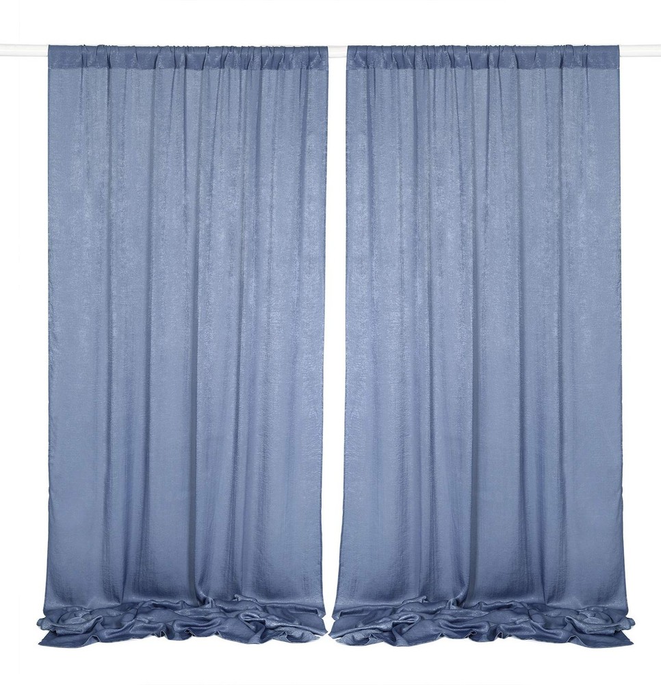 9.6 Feet x 10 Feet Dusty Blue Silky Soft Curtain Wedding Backdrop Drapes, Sli…