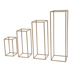 4PCS Gold Flower Stand Rectangular Rack Set For Wedding Table Centerpieces Decor