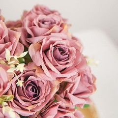 DUSTY ROSE 2 Bushes 18″ ARTIFICIAL Faux Silk Rose FLOWERS Bouquet Wedding Party