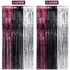 3 Pack 3.3Ft x 6.6Ft Graduation Foil Fringe Curtain Backdrop Decorations, Mar…