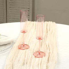 6 BLUSH Cylindrical 6 oz Reusable Plastic Champagne Flute Glasses Party Events
