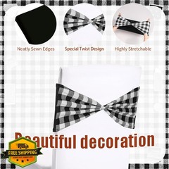Newwiee chair sashes black white checkered spandex 24pc