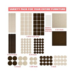 165 Piece Two Colors – Variety Size Furniture Felt Pads. Self Adhesive Pads w…