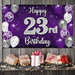 Happy 23rd Birthday Decorations,23rd Purple & Silver Balloon Large Birthday B…