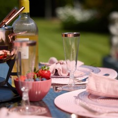 MATANA 24 Plastic Champagne Flutes Rose Gold Rim 5 oz – Reusable Toasting Gla…