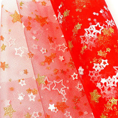 Gold Star Glitter Tulle Rolls 6 Inch X 10 Yards (30 Feet) Red Color for Table Ru