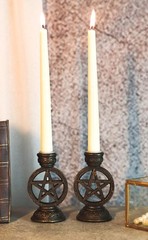 Ebros Set of 2 Wicca Celestial Pentagram Pentacle Stars 4.75″H, Bronze Patina