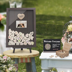 Solid Wood Wedding Guest Book Alternative – Rustic Drop Top Picture Frame Sign w