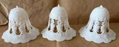 Vtg White Plastic Baskets & Bells, lot of 9, wedding, Christmas, crafting