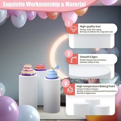 3 Piece Round Cylinder Pedestal Stands For Party Wedding Party Display Decor