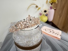 JETKONG 3 Pcs Bachelorette Party Decorations Bridal Shower Crown, Rose Gold