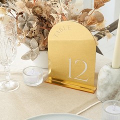 Beautiful Gold Wedding Table Numbers with Stands – Elegant Double Sided