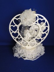 New Vintage African American Dark skin Bride & Groom Heart Wedding CakeTop, #340
