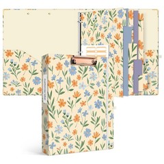 Ospelelf Binder 3 Ring 1 Inch, Round Ring Clipboard Binder for Letter Size Pa…