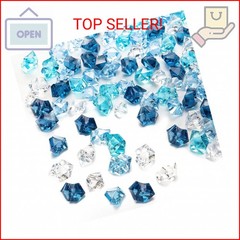 Lyrtrees Pack of 200 Decorative Acrylic Crystal Gems, Mixed Blue Colors Ice Rock