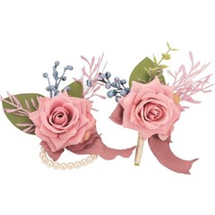 Dusty Pink Rose Corsage Wristlet Band Bracelet Artificial Flower