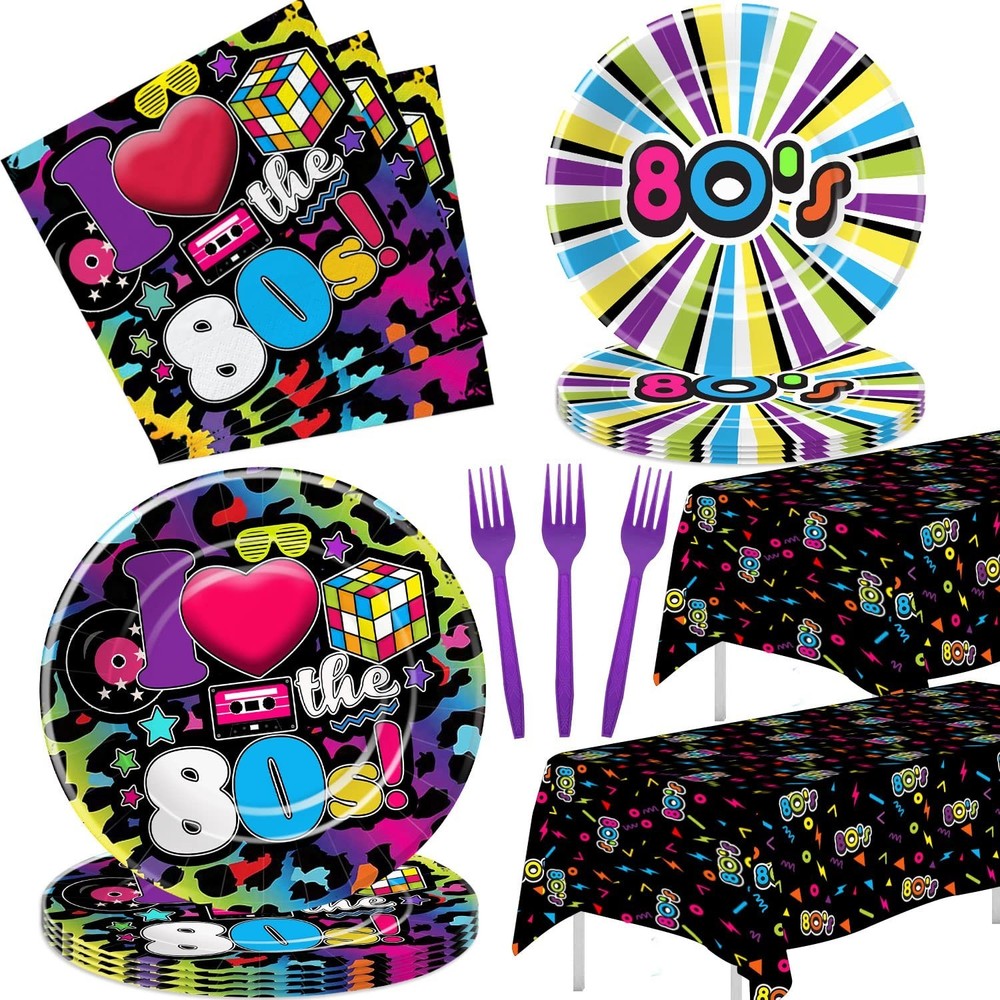 80’s Party Decorations Tableware – 80’s Theme Party Supplies, 80s Decorations…