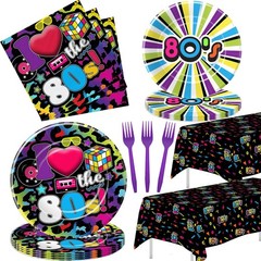 80’s Party Decorations Tableware – 80’s Theme Party Supplies, 80s Decorations…
