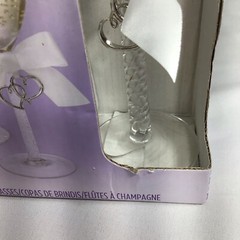 Wilton Toasting Glasses Silver Tone Hearts Flute Style 6 Ounces