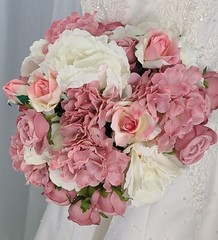 Rose Garden Hydrangea, Peony and Rose Faux Silk Wedding Bouquet