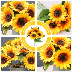 1 Bunch Beautiful Fake Floral Pick Fake Sunflowers Decoration Plants Stem Prop