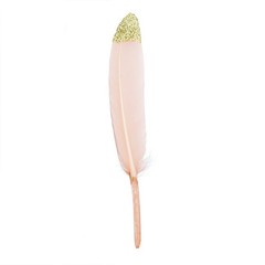 90 BLUSH Glittered Gold Tip Natural Turkey Feathers Wedding Party Decorations