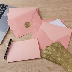 50 Pack Shiny Envelopes with Shiny Cards and Gold Stickers for Invitations an…