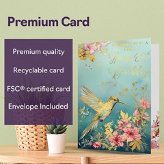 Beautiful Gold 80th Birthday Cards for Women Men – Wonderful Golden Birds Hum…