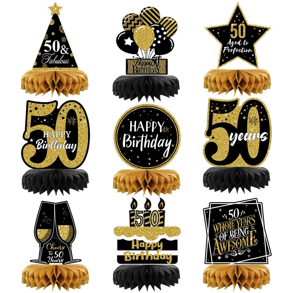 9 Pieces 50th Birthday Decorations Centerpieces for Tables