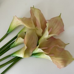 EUC REAL TOUCH CREAM/PINK CALLA LILY FLOWER – 8 STEMS 19” Tall