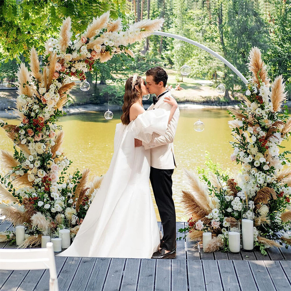 Extra Strong Round White Metal Wedding Arch Circle Backdrop Stand Balloon Arbors