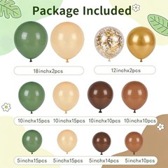 Sage Balloons Arch Kit, Woodland Safari Balloon with Sage Green Brown Gold