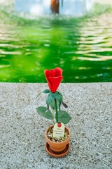 7″ Porcelain Rose in Terra Cotta Pot – 20th Anniversary Gift